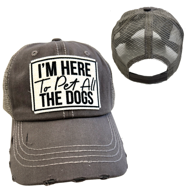 I'M HERE TO PET ALL THE DOGS | UNISEX HAT | DISTRESSED