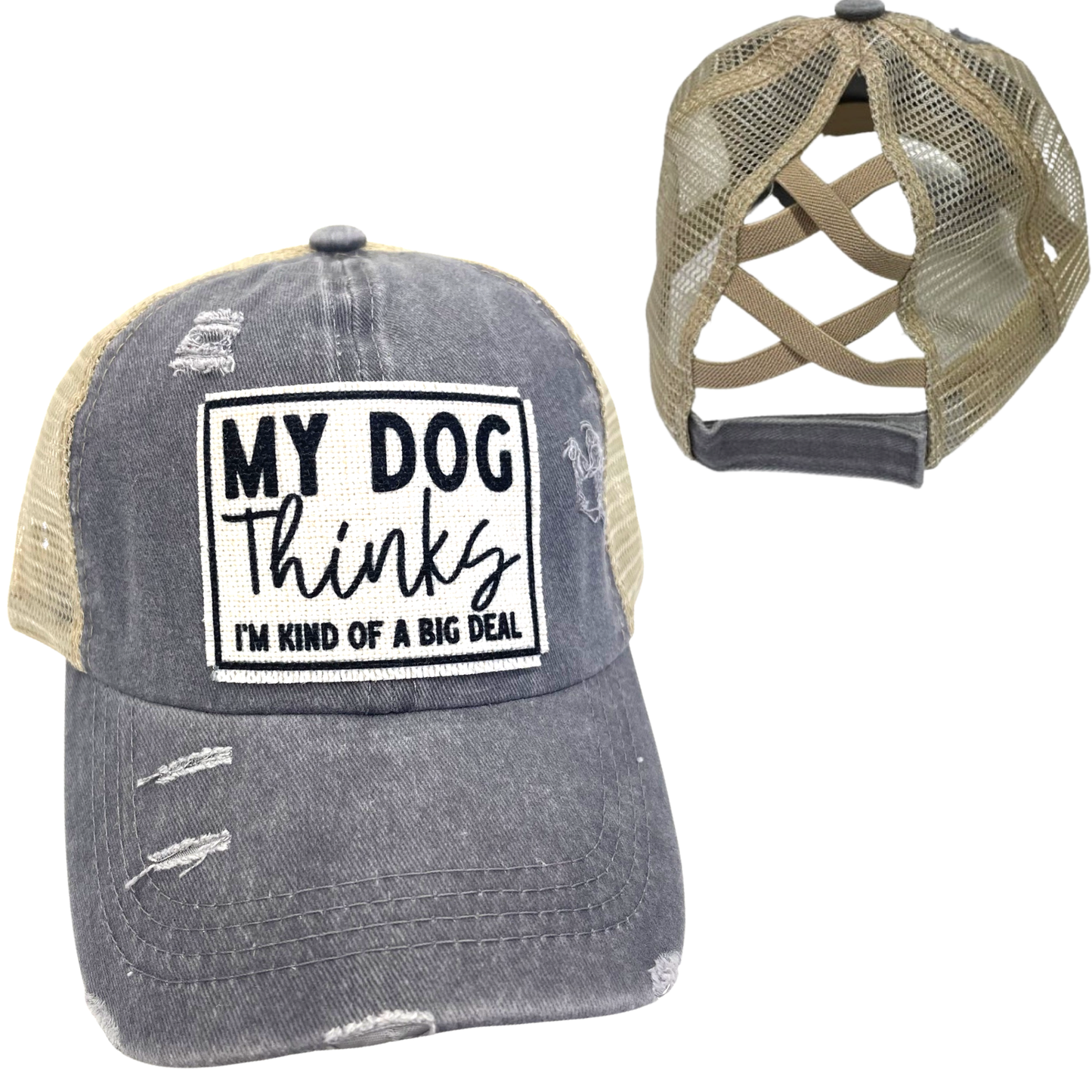 MY DOG THINKS I'M KIND OF A BIG DEAL CRISS-CROSS PONYTAILHAT