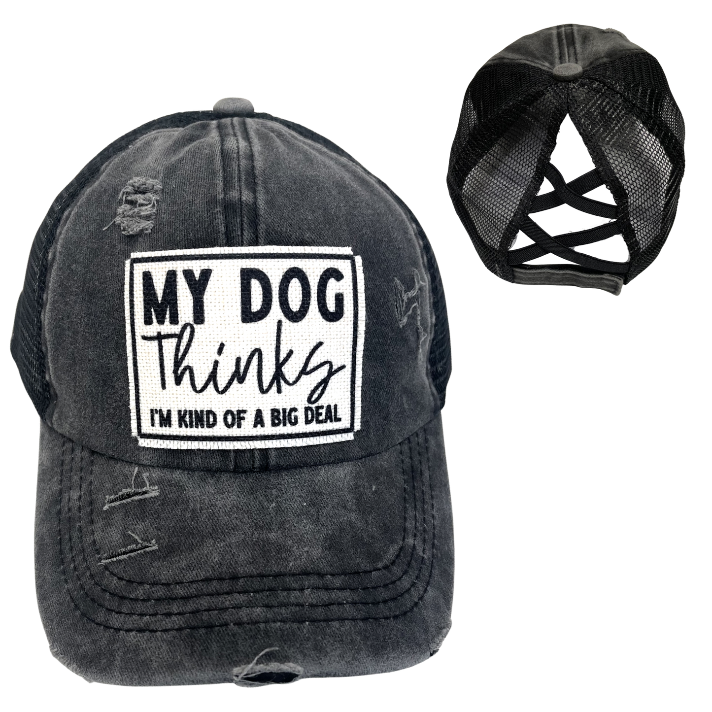 MY DOG THINKS I'M KIND OF A BIG DEAL CRISS-CROSS PONYTAILHAT
