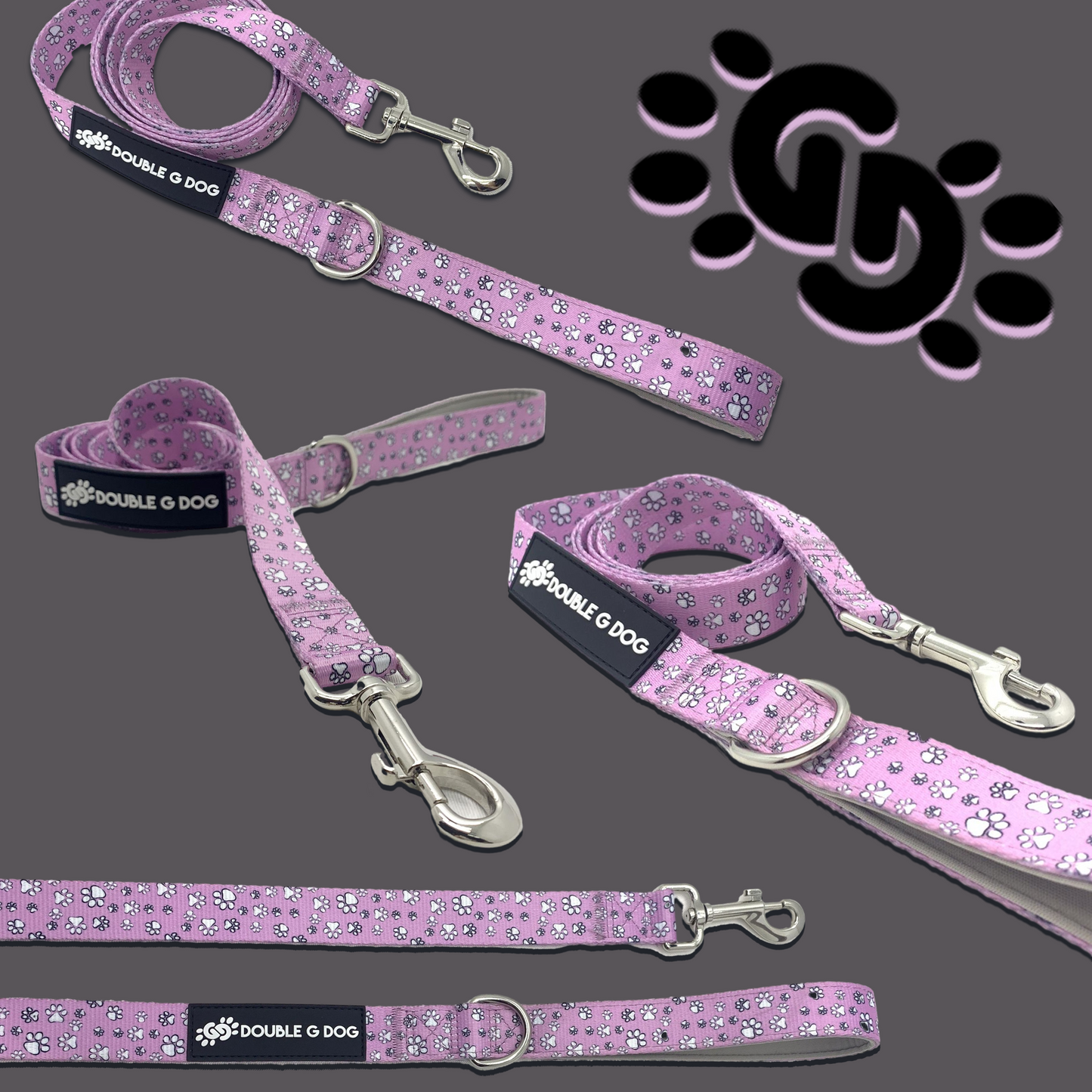 Lilac Paw Love - Double G Dog 5ft Leash - Double G Dog