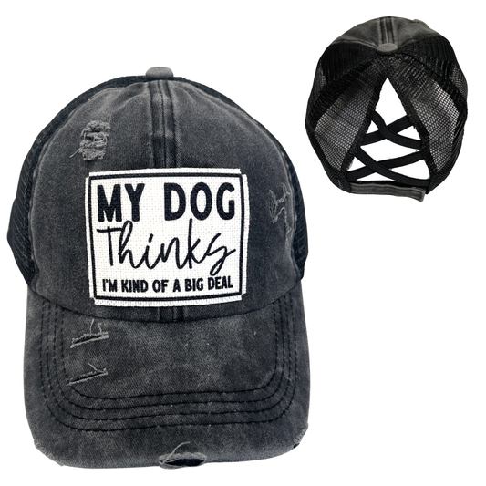 MY DOG THINKS I'M KIND OF A BIG DEAL CRISS-CROSS PONYTAILHAT